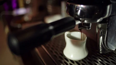 Shot Of Coffee Espresso Using A Coffee Machine Video stock 106389138