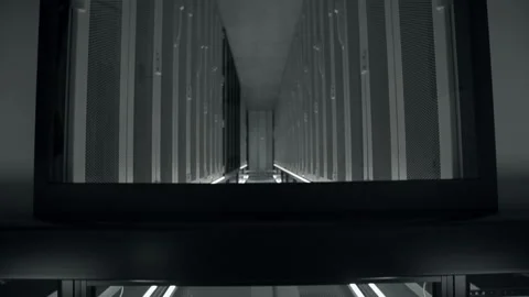 Shot of Corridor in Working Data Center 스톡 동영상 171687994