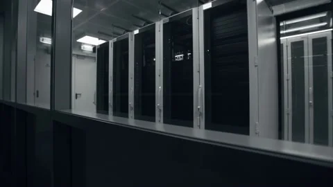 Shot of Corridor in Working Data Center Stock Footage 172329818