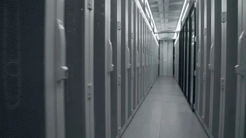 Shot of Corridor in Working Data Center Video stock 172551320