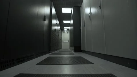 Shot of Corridor in Working Data Center Stock Footage 177066338