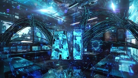 Shot of Corridor in Working Data Center Full of Rack Servers and Supercomputers Stock Footage 294915965