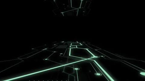 Shot of corridor in working data center full of servers and high tech Illustrazione stock