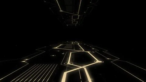 Shot of corridor in working data center full of servers and high tech Illustrazione stock