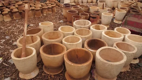 Shot of Craft artisan working on Mortar and Pestle Видео 164530183