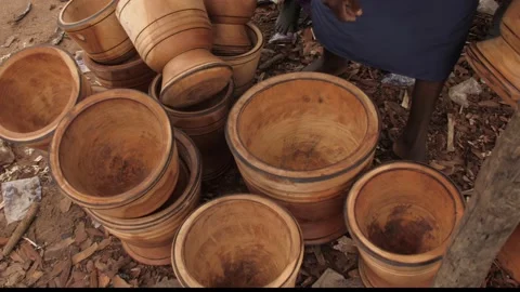 Shot of Craft artisan working on Mortar and Pestle Stock Footage 164530230