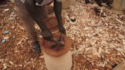 Shot of Craft artisan working on Mortar and Pestle Vidéo 164530464