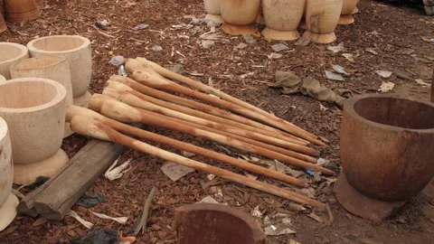 Shot of Craft artisan working on Mortar and Pestle Видео 164536945