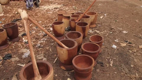 Shot of Craft artisan working on Mortar and Pestle Stock Footage 164539496