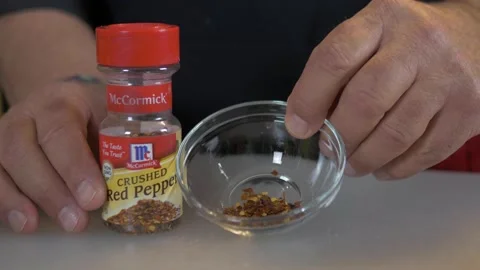 Shot Of Crushed Red Pepper For A Home Cooking Show Stock Footage 159182916