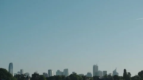 Shot from a distance of rows of multi storey buildings at La Defense France Stock Footage 318950335