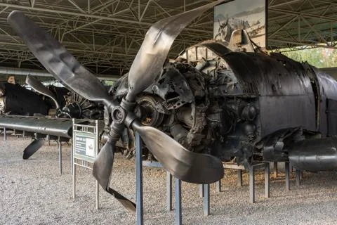 Shot down Douglas AD-2 Skyraider aircraft of US Air Force displayed in Pyongy Stock Photos