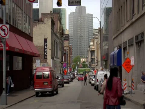 Shot down Forbes Ave Stock Footage
