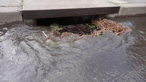 Shot of Drainage Ditch Draining Water Stock Footage 79659270