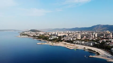 Shot from a drone of a beach in Split Stock Footage 160214321