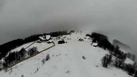Shot from the drone of the funicular to the Himba mountain Stock Footage 232863143