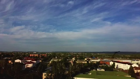 Shot from the drone old tower top-down descent Video stock 132646611