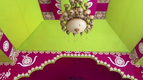 A shot of Durga puja Pandal Setup in India Stock Footage 332106943