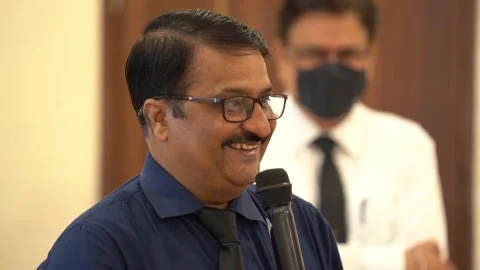 Shot an Employee sharing his experience at the Office Awards function Stock Footage 166345344