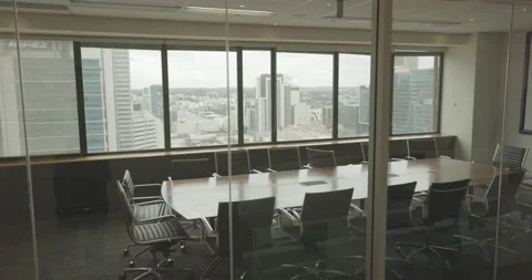 A shot of an empty office interior on a cloudy day in Perth, Australia Stock Footage 194748802