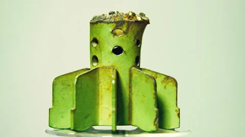 Shot of a Exploded Artillery Shell rotating on solid backgroun Stock Footage 60038608