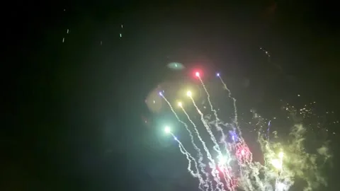 Shot of fireworks exploding in the night sky. Stock Footage 245427457