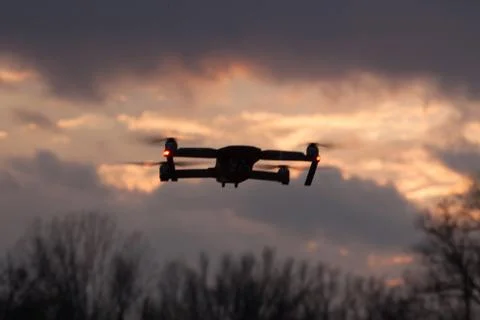 A shot of a flying dron. Stock Photos