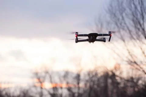 A shot of a flying dron. Stock Photos
