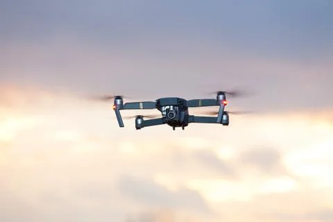 A shot of a flying dron. Stock Photos