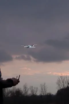 A shot of a flying dron. Stock Photos
