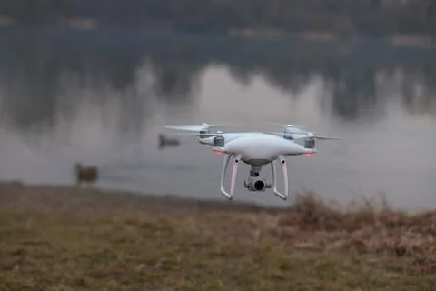 A shot of a flying dron. Stock Photos
