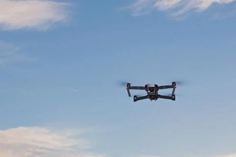 A shot of a flying dron. Stock Photos