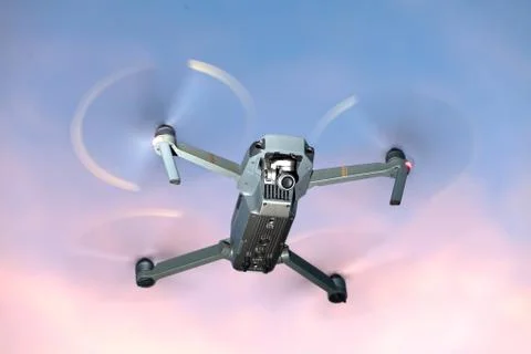A shot of a flying dron. Stock Photos