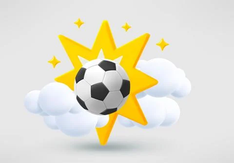Shot on goal concept with flash and soccer ball. 3d vector illustration Stock-Illustration