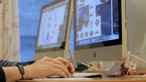 Shot of an graphic designer making something on his mac Stock Footage 71335578