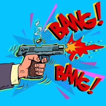 Shot from a gun comic style. Attack bullet attack Stock Illustration