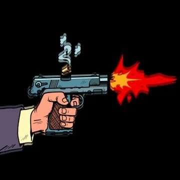 Shot from a gun comic style. Attack bullet attack Stock-Illustration