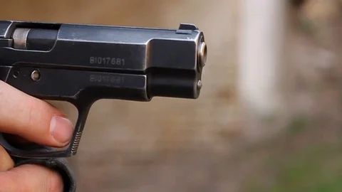 Shot from the gun. 스톡 동영상 74610192