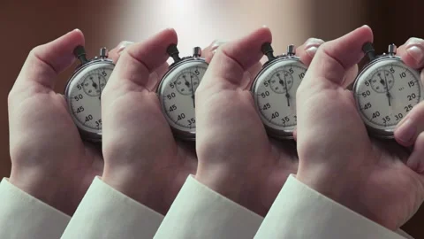 A shot of hands with stopwatches in closeup Stock Footage 235156482
