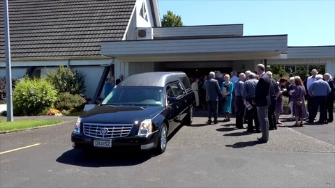 Shot of a hearse for funeral service Stock Footage