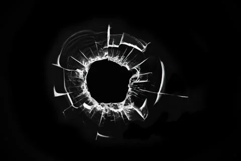Shot hole, illustration of broken glass, cracked window, abstraction of crack Stock Illustration