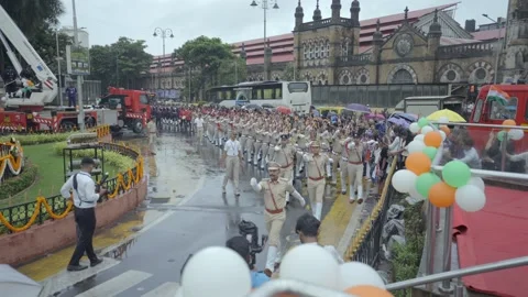 A Shot of Independence Day Parade at BMC Headquarters Mumbai Видео 345782969