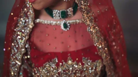 A Shot of an Indian Bride showing her Bridal Jewellery at her Indian Wedding in Stock-Footage 273781153