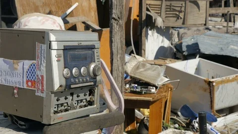 Shot inside a Romanian camp in Shkodër, Albania, radio Stock Footage 84680145