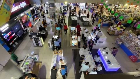 A shot of the interior of the Mall of India during the Independence day of India Stock Footage 248122669