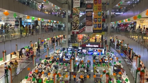 A shot of the interior of the Mall of India during the Independence day of India Stock Footage 248122807