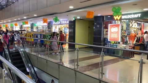 A shot of the interior of the Mall of India during the Independence day of India Stock Footage 248122964