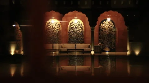 Shot of interior view of Hotel Amar Villas, Agra, Uttar Pradesh, India Stock Footage 49860581