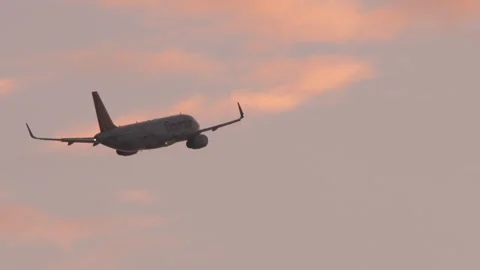 Shot of jet plane in sunset sky Stock Footage 308256986