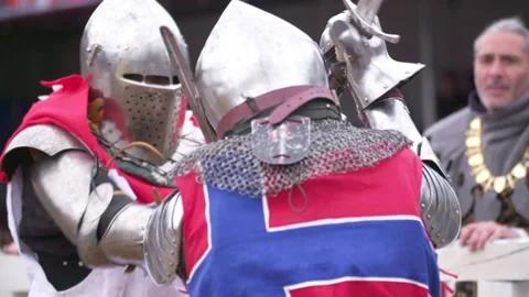 Shot of Knights Fighting Stock Footage 322918431